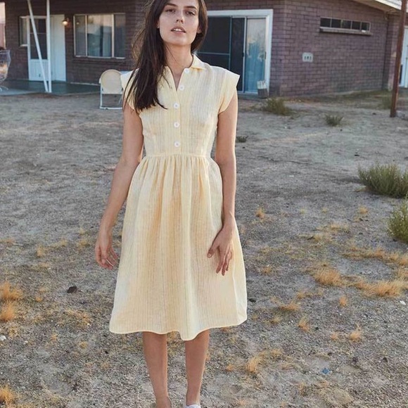 Christy Dawn Dresses & Skirts - Women’s Christy Dawn Piper dress in butterscotch shirt sleeve button collar